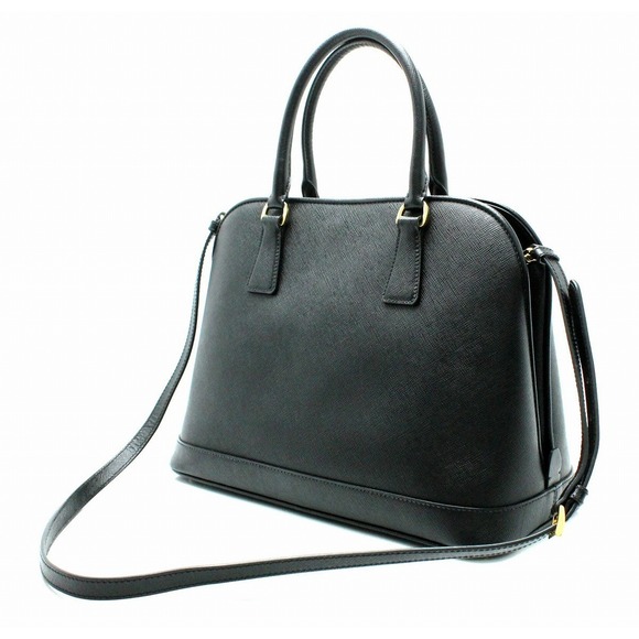Prada 2WAY Handbag Leather Black Shoulder Bag - Picture 1 of 9